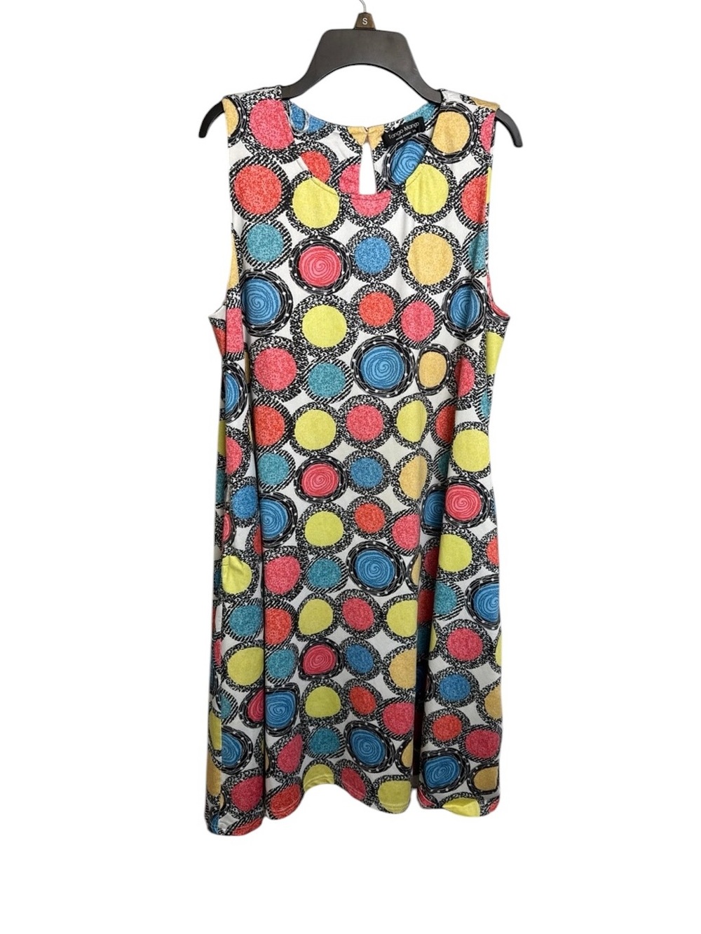 Tango Mango colorful dotted print artsy dress midi length large funky retro chic